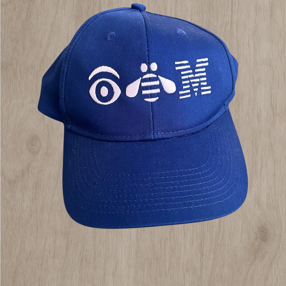 Blue IBM Eye Bee M Logo Blue embroidered Baseball Cap Hat unisex